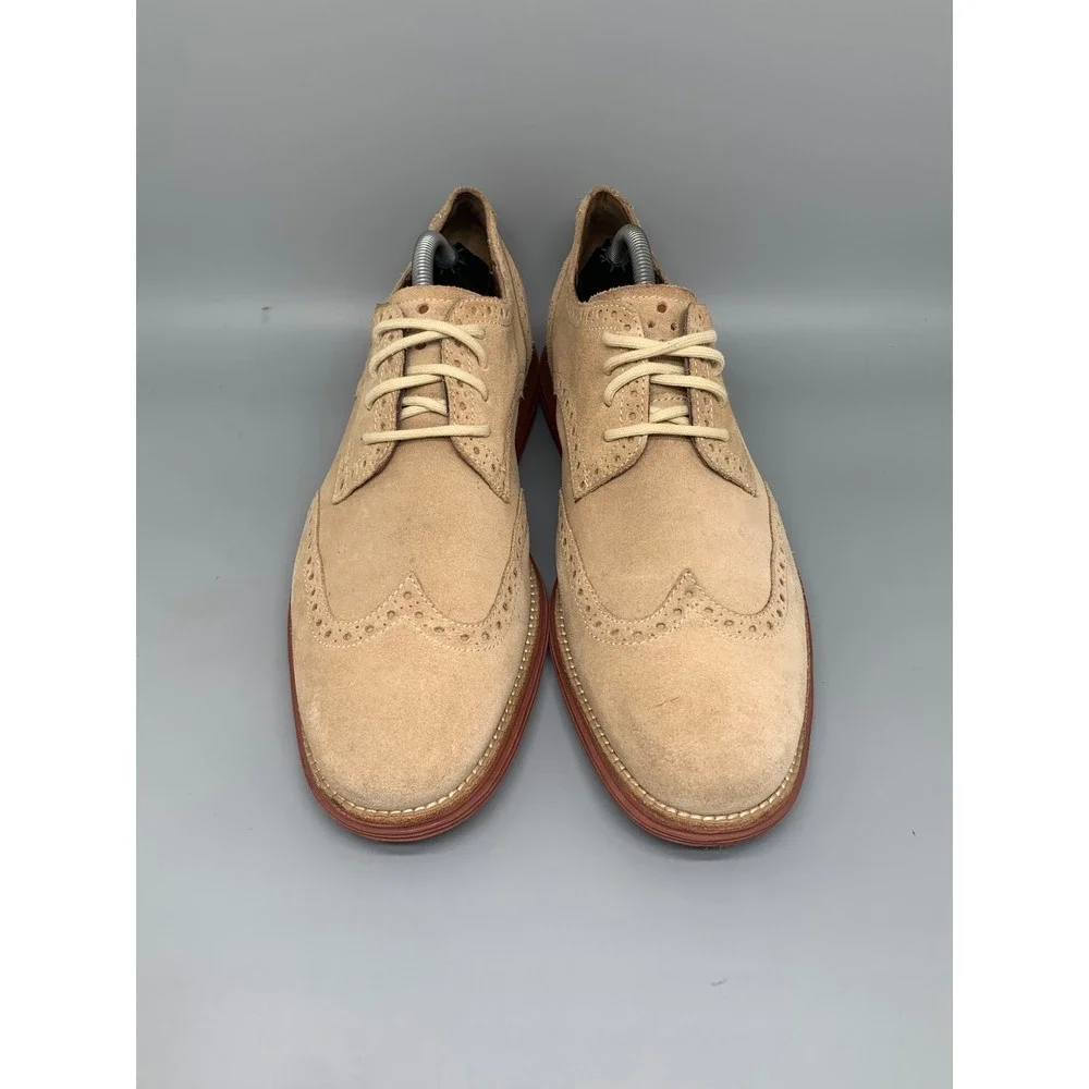 Cole Haan LunarGrand Tan Suede Wingtip Oxford Shoes C10228 Men's Sz 10.5
